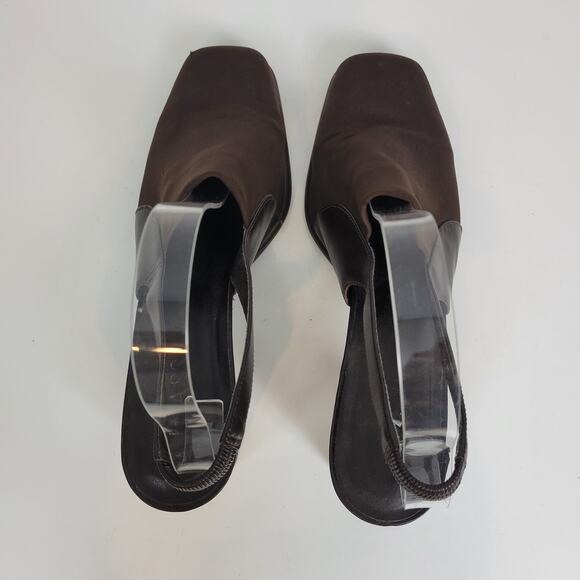 Bass Womens‎ Shoes Size 8.5 Brown Y2K Block Heel Sling Back Closed Square Toe - Picture 3 of 9